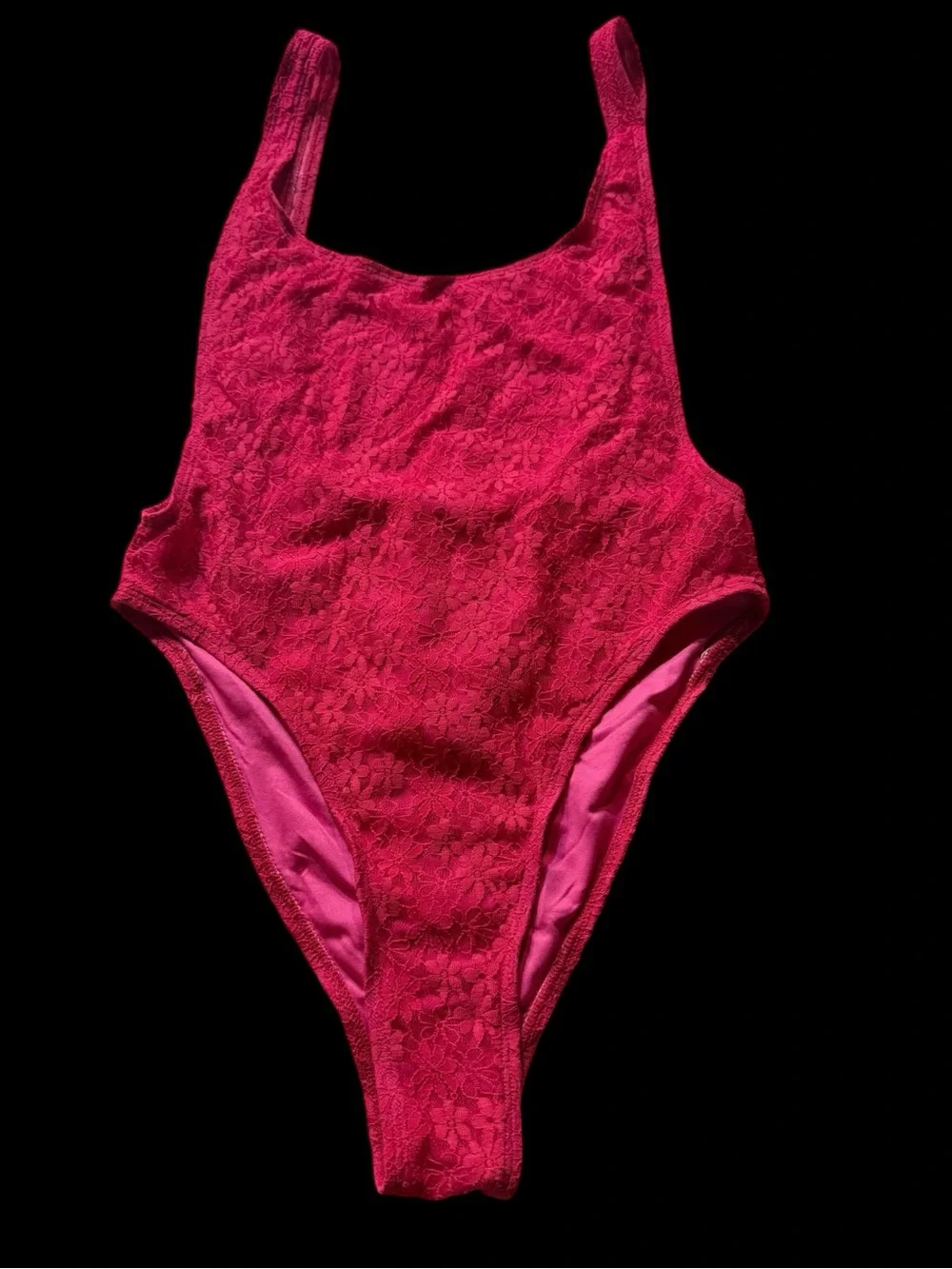 Motel Rocks Lace One Piece Goddess Swimsuit  Fuschia Pink NWT